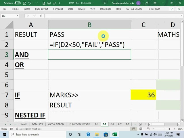 MS ECXEL Simple IF Function