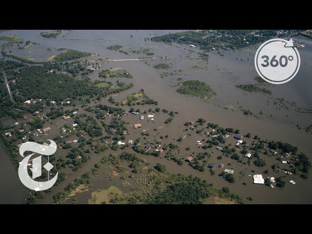 See Harvey’s Path From a Helicopter in 360