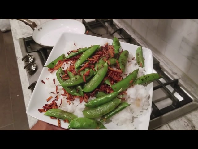 Cooking Sesame Sweet Potato and Snap Pea Rice Bowl