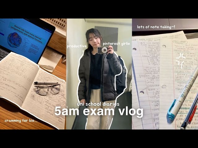 5AM EXAM STUDY VLOG ☁️🎧 1st exam of semester, how I prep for exams, work-life balance, productive