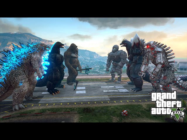 Godzilla, Heisei Godzilla and Kong vs Mechagodzilla, Mechani Kong and Space Godzilla - GTA V Mods