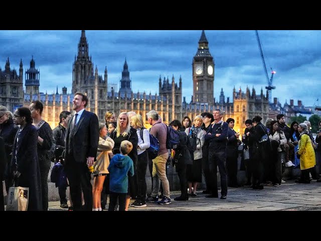 Thousands in Crowds Queue in Central London to View Late Queen Lying in State at Westminster Hall