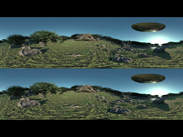 360 VR UFO stereoscopic sport model flyby