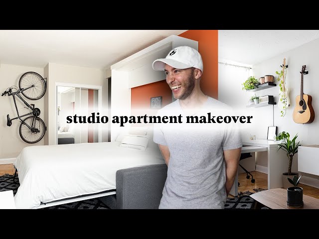 300 Sq Ft Studio Apartment Makeover | Murphy Bed Turned Sofa!