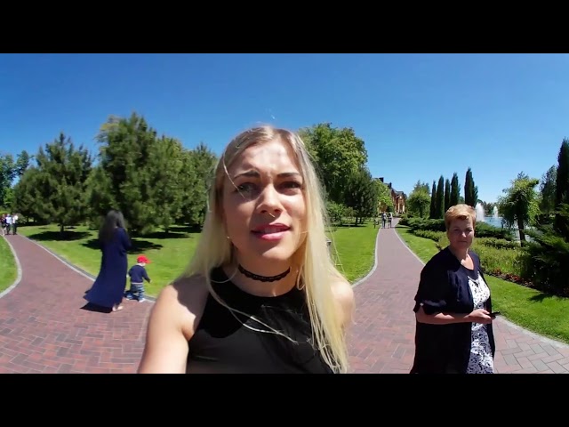 Gorgeous Ukrainian Girl walks the park through 360