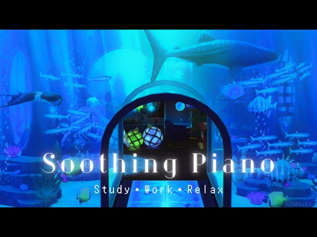 🎧Pocket Camp • Solo Piano relaxing music + Aquarium Ambience 🐟