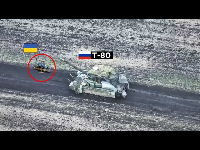 Russian T-80 Tank tried something after seeing Ukrainian FPV Drone, but...