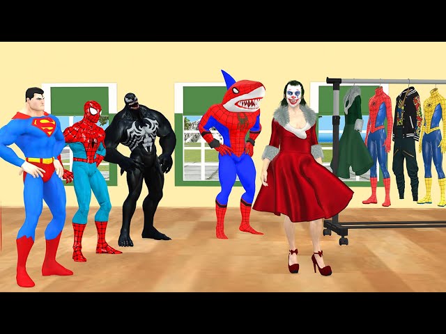 Spider-Man challenge nice clothes joker vs spureman vs hulk girl vs shark spiderman|Game 5 superhero