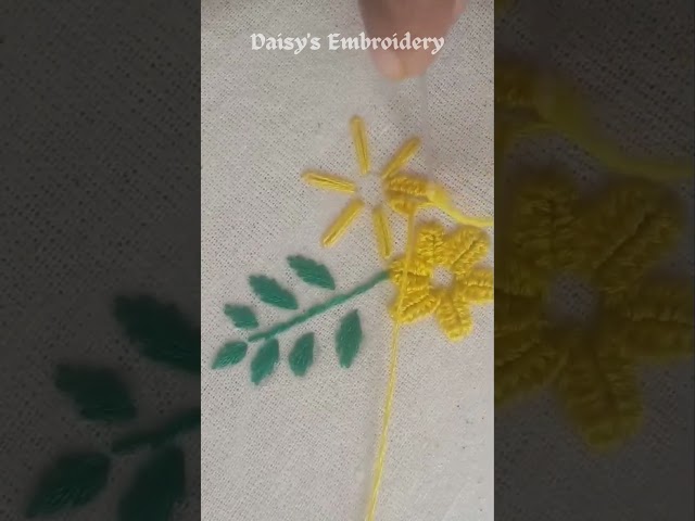 #Short #Beautiful Herringbone Stitch Flower #Easy Hand Embroidery Tutorial #Daisy's Embroidery