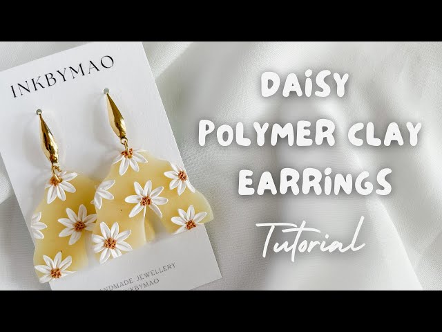 DAISY FLOWER POLYMER CLAY EARRINGS | polymer clay tutorial for beginners 簡単ポリマークレイ　デイジーフラワー　作り方