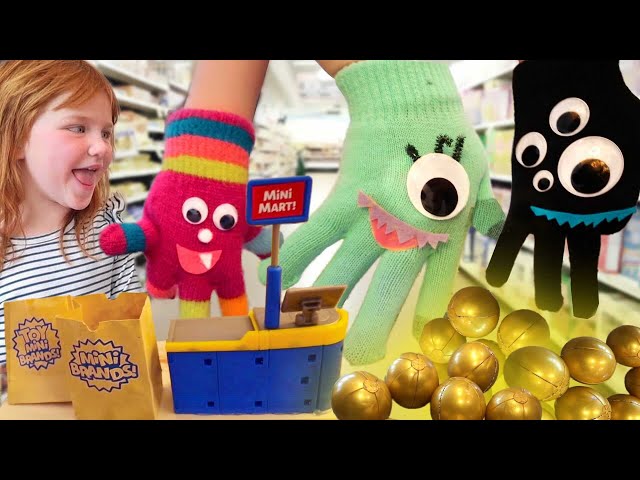 MONSTER HANDS FAMiLY!!  Adley’s surprise Birthday Party! Tiny Town Neighborhood & new Shopping Store