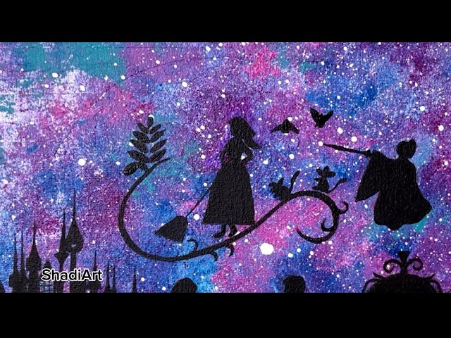 CINDERELLA/ASMR painting/easy acrylic painting.how to paint a fantasy painting for beginner painter