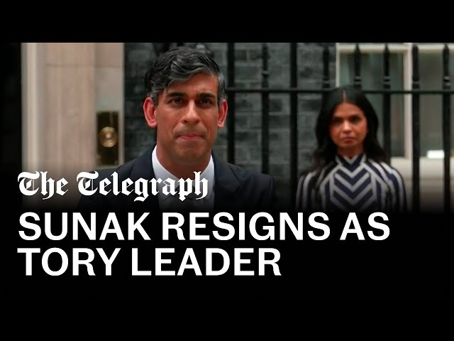 Rishi Sunak resigns as Tory leader in final speech as PM