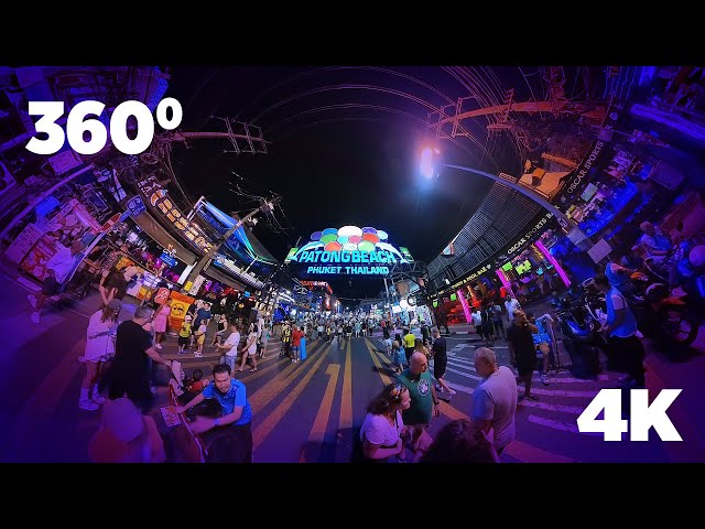 360° 2024 Walking down Bangla Road at night in Patong, Phuket, Thailand| 4K VR 360 Video