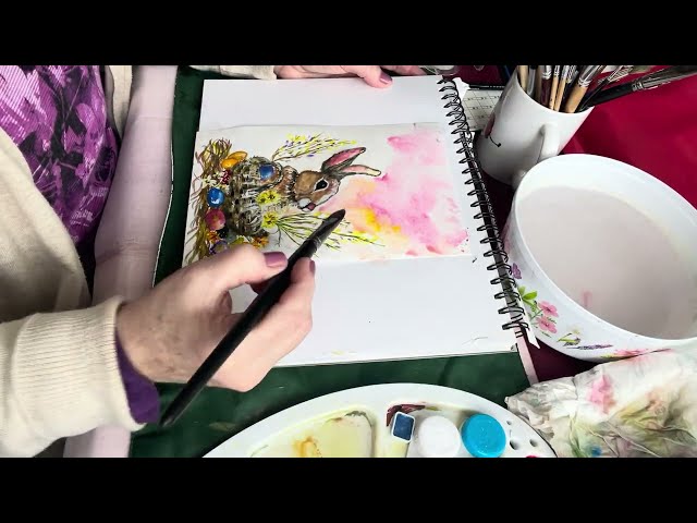 Part 2 Another adorable Easter Bunny tutorial. Watercolor&acrylics