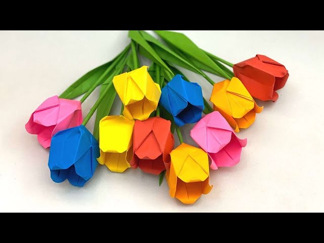 Paper Flowers | Paper Crafts For School | ORIGAMI TULIP FLOWERS | Paper Craft | Paper Craft New