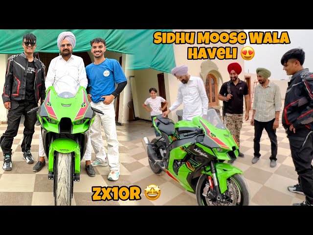 Zx10r Lekar Phunche Sidhu Moose wala Bhai ki Haveli ​⁠😍@SidhuMooseWalaOfficial  father reaction😱