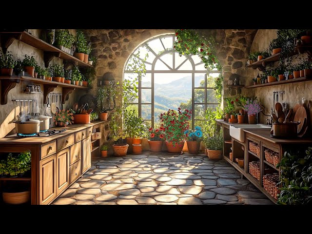 Wake up and Relax With a Small Kitchen, Soothing Cooking Sounds & The Morning Sunlight Spring  🌥️