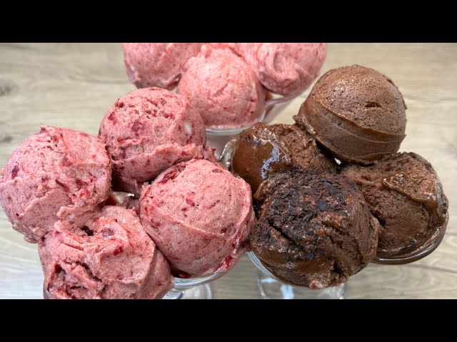 Healthy ice cream, 3 easy and healthy ice cream recipes / chocolate , strawberry and cherry !