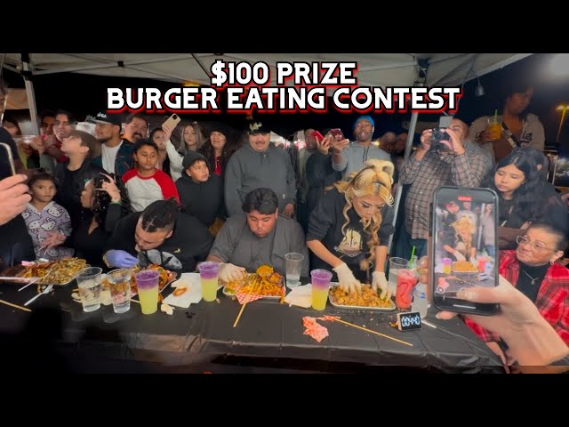 $100 PRIZE BURGER EATING CONTEST AT 909 TACOLANDIA #RainaisCrazy ft @LovelyMimi