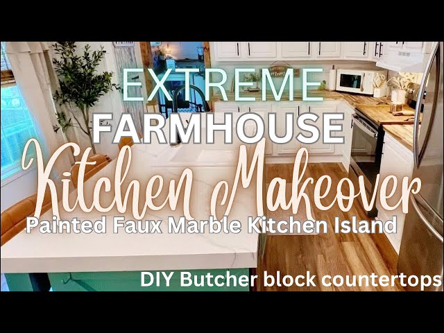 New Mobile Home Makeover | Kitchen Makeover| Painted Faux Marble countertops