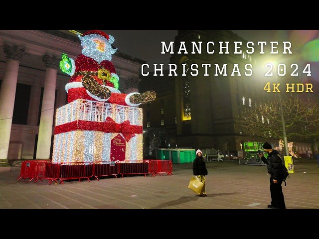 Christmas in Manchester, England |  A Festive 4K Walking Tour In City Centre