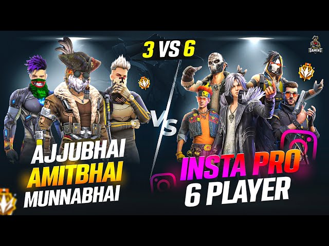 INSTA 6 PRO BAAP PLAYERS VS AJJUBHAI AMITBHAI AND MUNNABHAI BEST CS FF GAMEPLAY | GARENA FREE FIRE