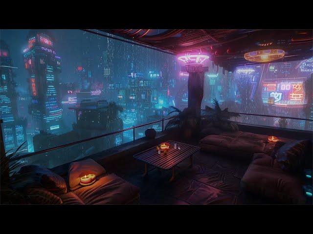 🎵Relax in a Cozy Cyberpunk Loft with Ambient Tunes | Sci Fi Ambience for Sleep and Focus | 24 Hour 😴