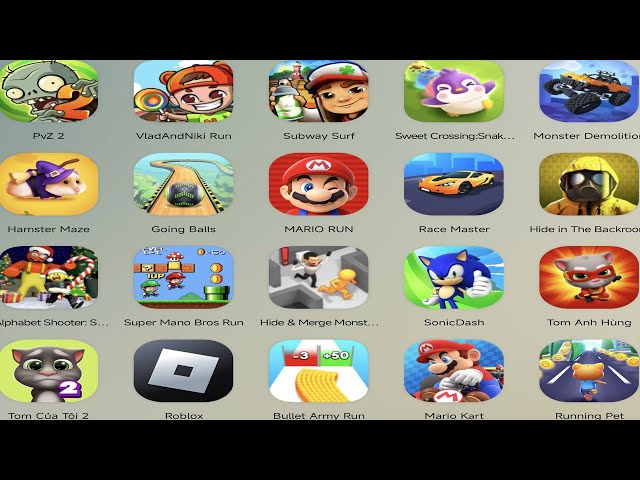 Going Ball,Hide& Merge Monsters,MARIO RUN,Car Race 3D,bowmasters,Bullet Army Run,Hamster Maze, ...