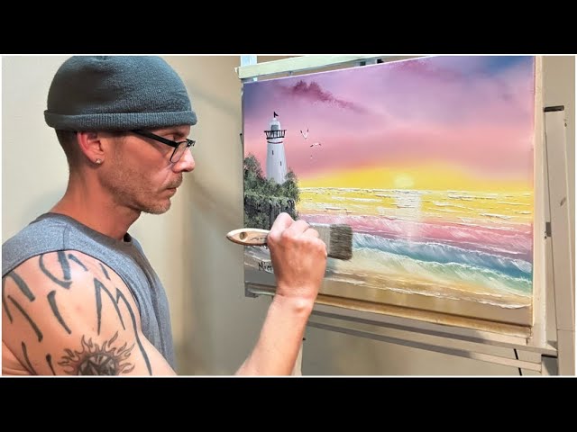 Lighthouse Painting- Wet on Wet Oil Painting