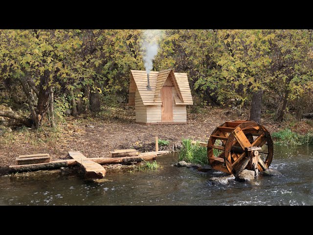 Building a Bushcraft Sawmill to Build a Log Cabin for Survival in the Wild, Catch and Cook