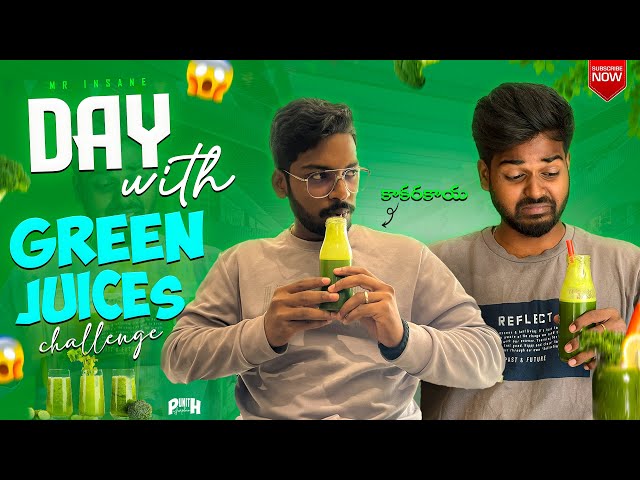 Day with Green Juices Drinking Challenge || @Mr.insaneTelugu #juice