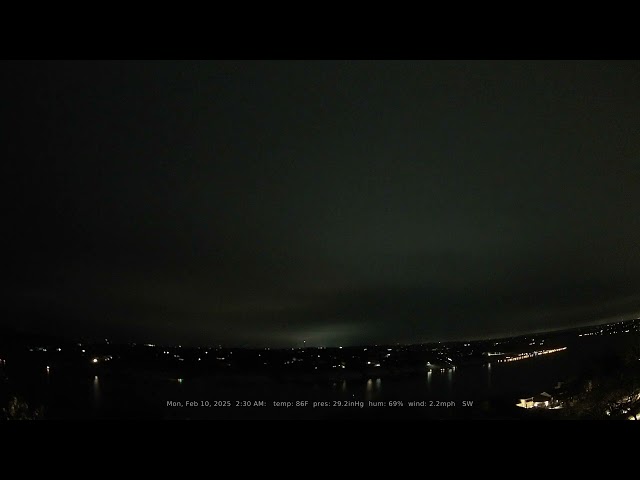 02/10/2025: Nightlapse: Lake Travis, Texas (Austin, TX): 4K, 60fps Daily Timelapse Video