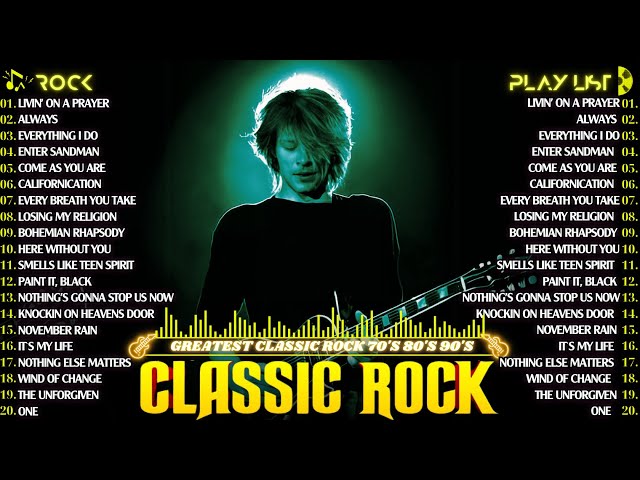 Best Classic Rock Songs 70s 80s 90s 🔥 Bon Jovi, Queen, Nirvana, Guns N Roses, ACDC