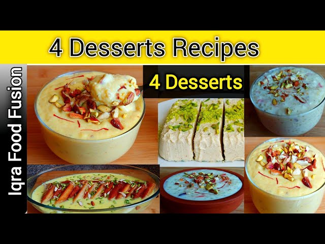 4 Easy & Yummy No Bake Desserts Recipes || 4 Instant Sweets by Iqra Food Fusion