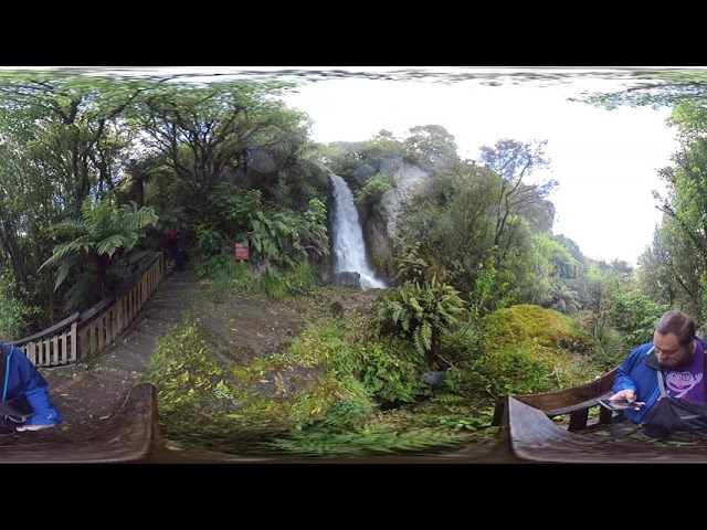 360 video at 100fps of the Wairere Falls at the buried village in Rotorua New Zealand