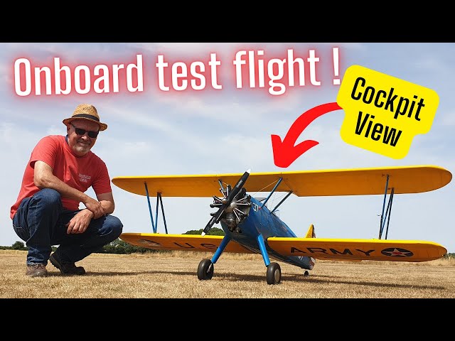 First flight with Realtime Cockpit view ! Flair Boeing PT-17 Stearman | Laser 180 | Insta360 ONE X3