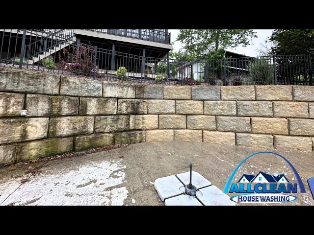 Concrete Retaining Wall Gets Complete Transformation - AllClean House Washing | St. Louis, MO