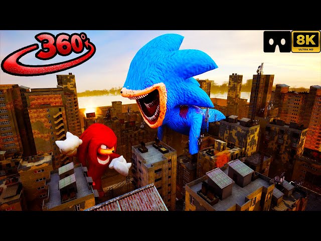 Shin Sonic Tapes 360° VS KNUCKLES Destroyed City #3 - 360 VR Video Horror /Scary 8K Animation