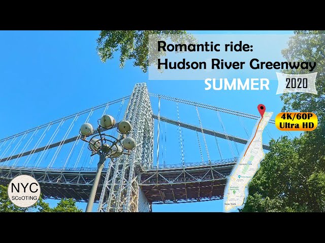 4K60 New York Cycling Path: Hudson River Waterfront Bike Path in Upper West Manhattan (2020)