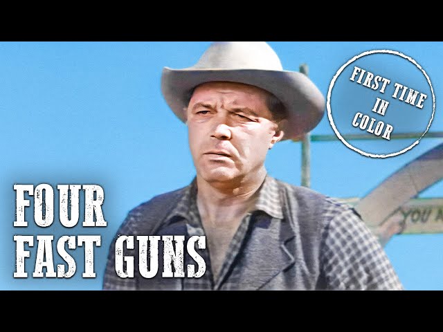 Four Fast Guns | Colorized | Western Movie