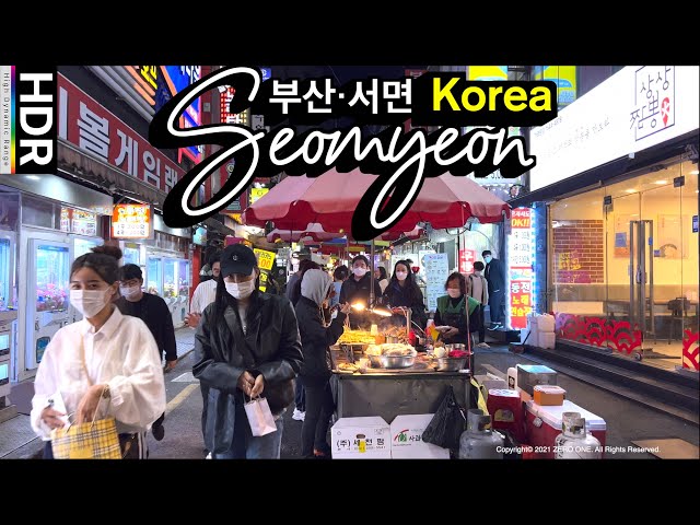 [4K HDR] Korea Walking Tour - Busan Seomyeon, a lively night street, Fall 2021🇰🇷 BUSAN, KOREA, 60fps