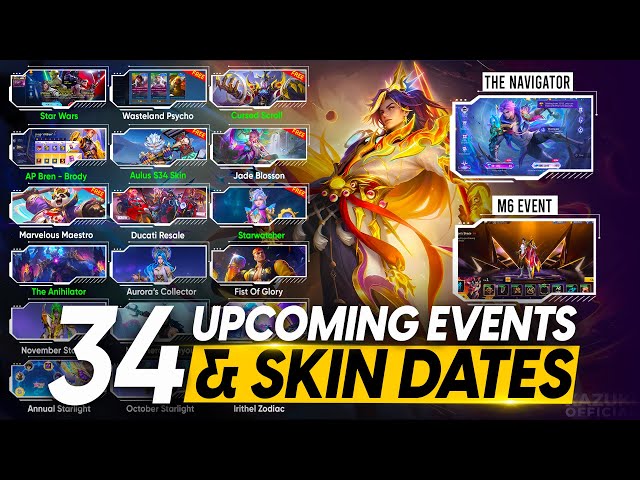 ALL 34 UPCOMING EVENT AND SKIN RELEASE DATES | PROMO DIAMONDS | NOLAN 11.11 | M6 EVENT | VALE ANNUAL