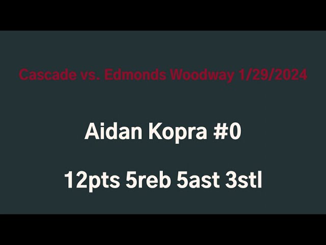 Cascade vs Edmonds Woodway 1/29/2024  Aidan Kopra #0