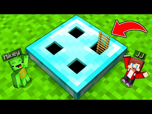 JJ and Mikey Build Secret TINY BASE Inside DIAMOND TRAPDOOR in Minecraft! - (Maizen)