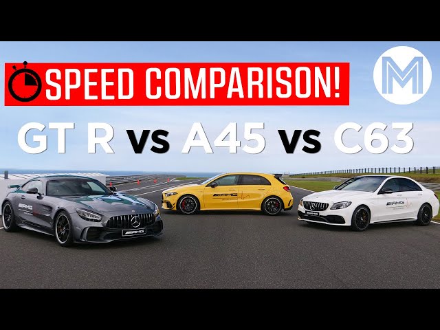 AMG Speed Comparison: A45 vs C63 vs GT R! | MOTOR