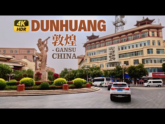 Gansu 4K HDR - Dunhuang City the oasis in the vast Gobi Desert - China Scenic Drive