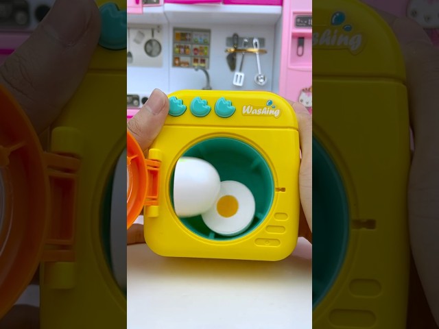 Yellow Washing Machine Eating Kitchen Set Toys, Satisfying With Lily Toys Unboxing #kitchentoy