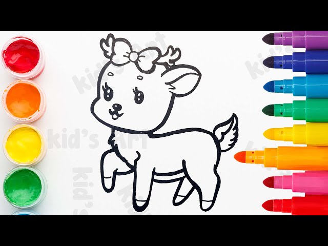 How to draw simple and cute DEER 🦌 || FOR KIDS #kidstv