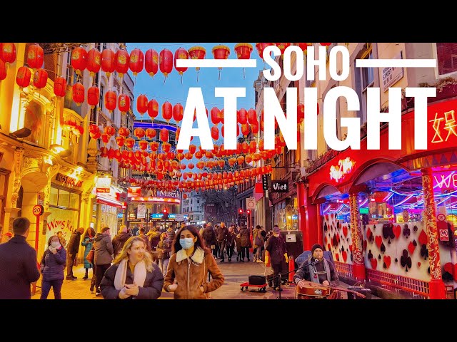 London City Night Stroll | Walking Around London Soho China Town Leicester Square Busy Weekend 4kHDR